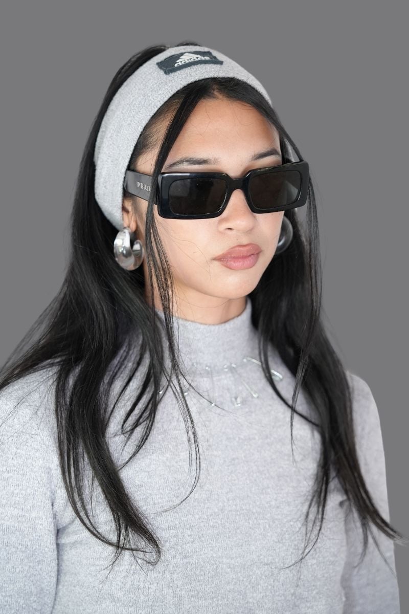 Grey Top w/adidas headband
