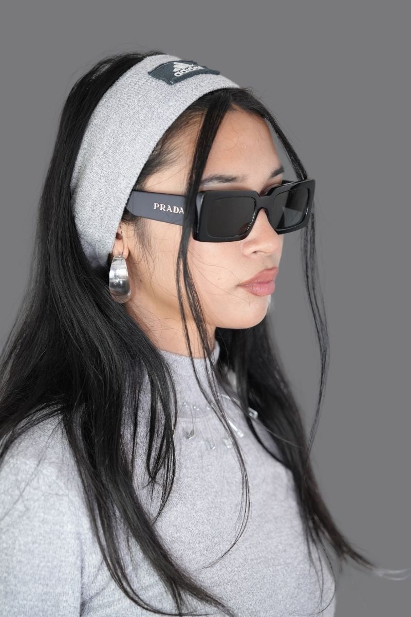 Grey Top w/adidas headband