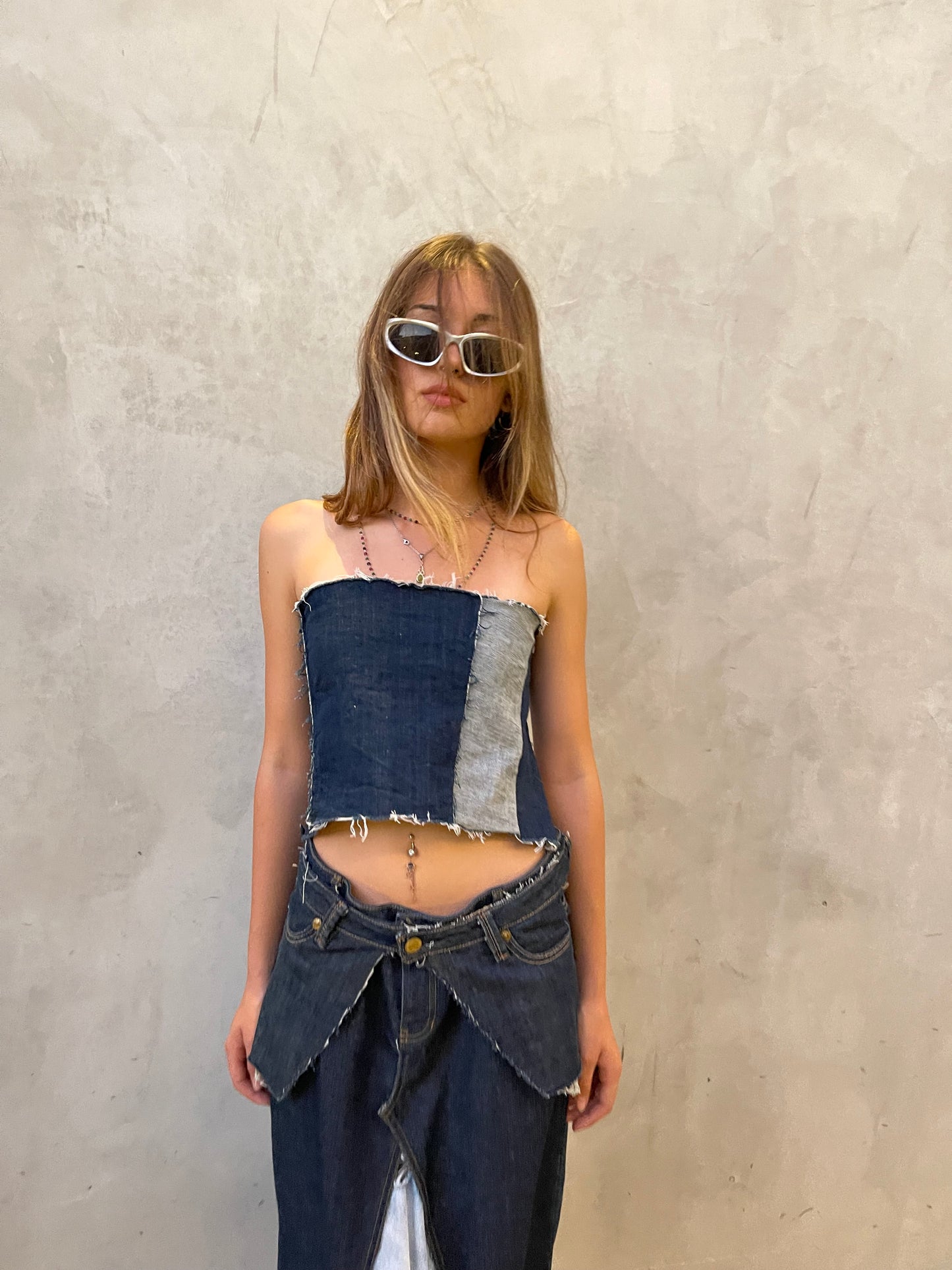 Patchwork Denim Top