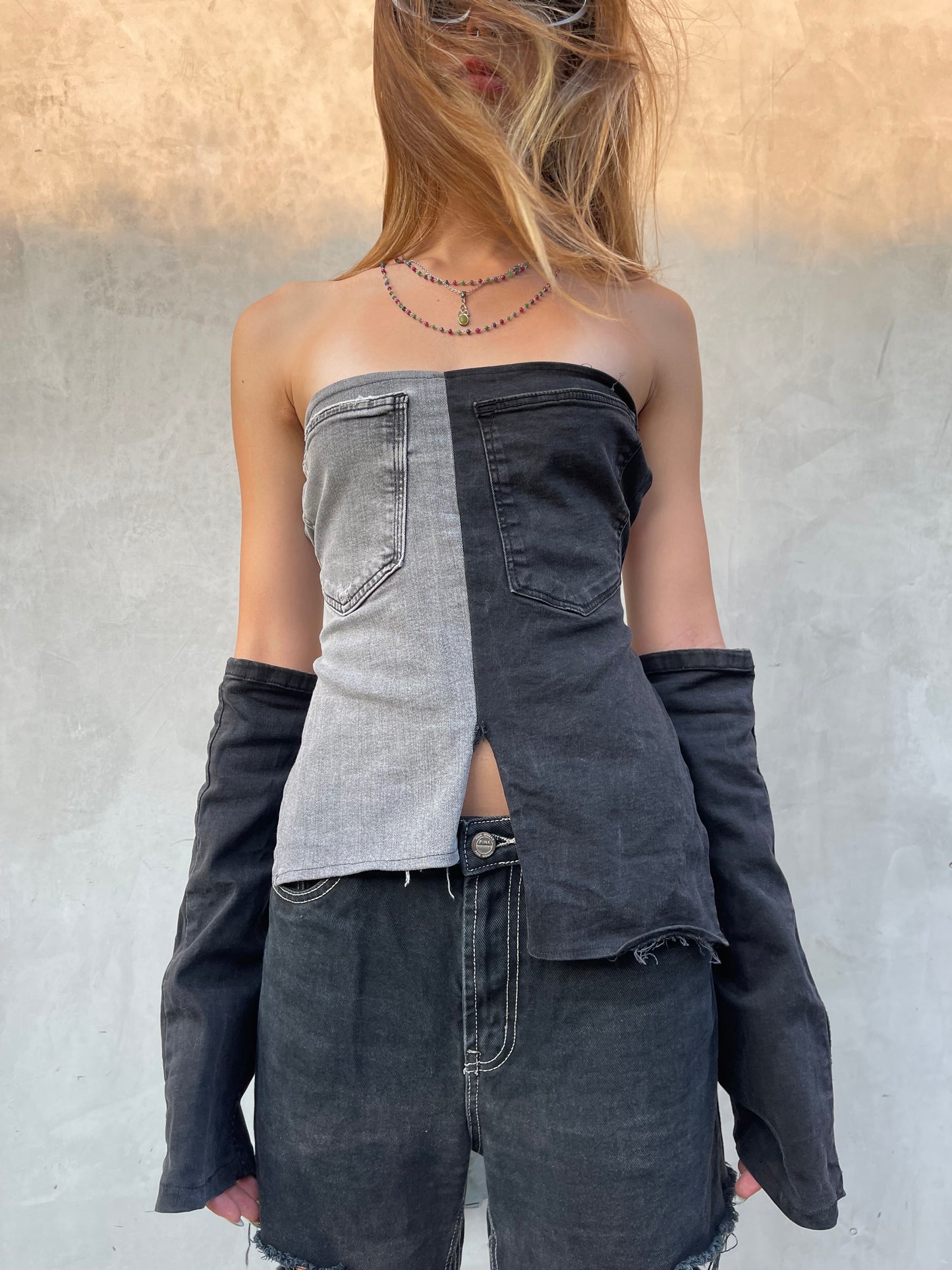 Denim Patchwork Top