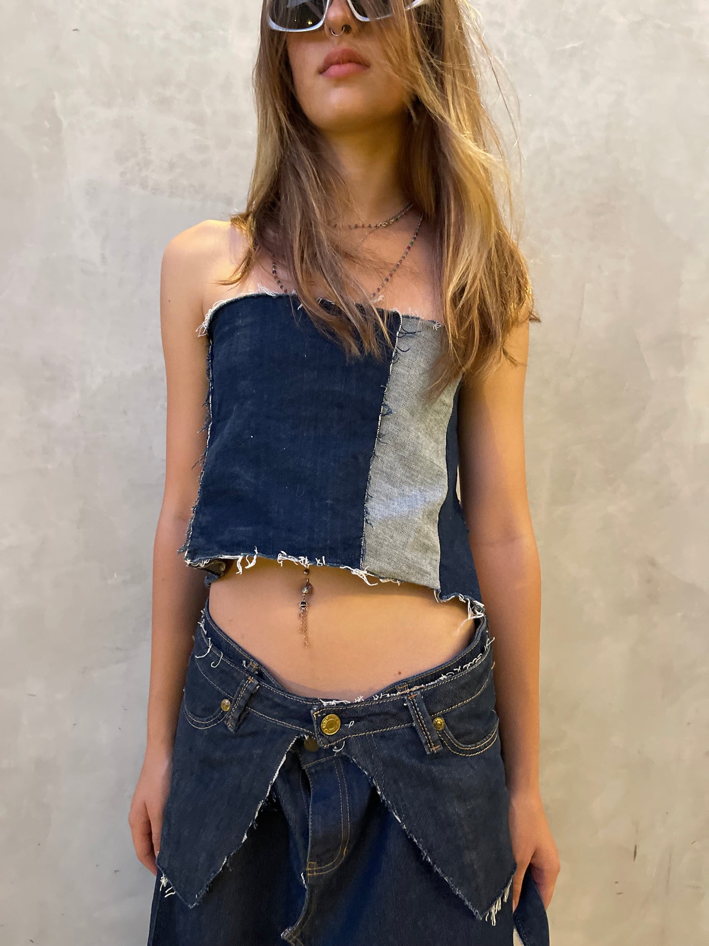 Patchwork Denim Top