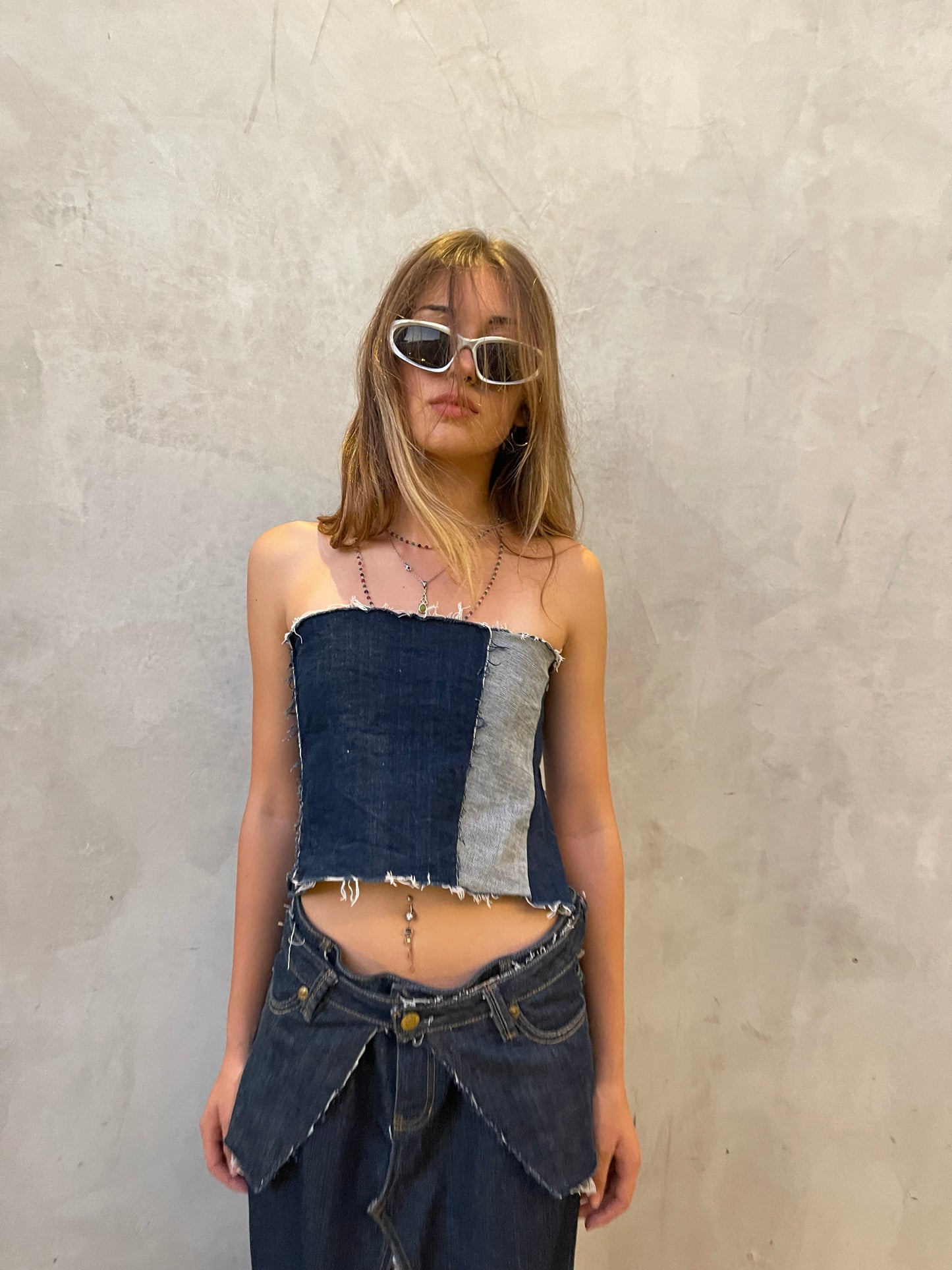 Patchwork Denim Top